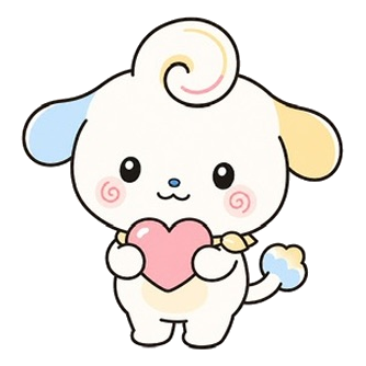 Puchi holding a heart