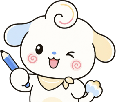 Puchi holding a pencil